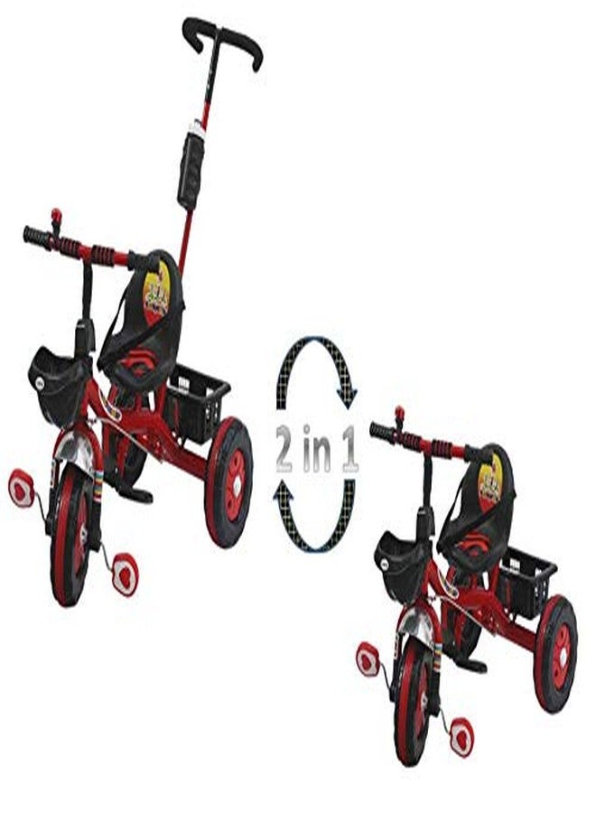 Amardeep Baby 2 in 1 Tricycle 1.5 Years- 5 Years Red with Pushbar and Footrest - Image 3